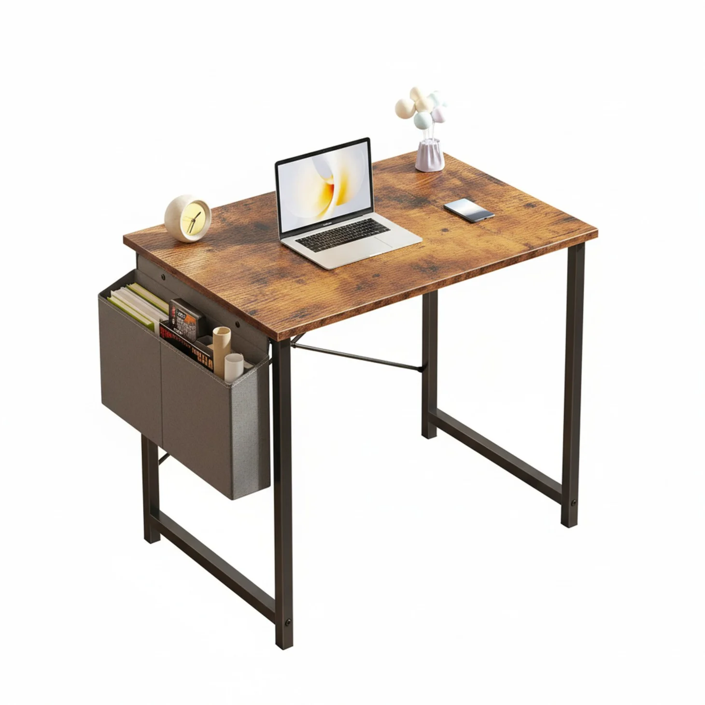 Small Office Desk with Storage Hooks - Multiple Sizes