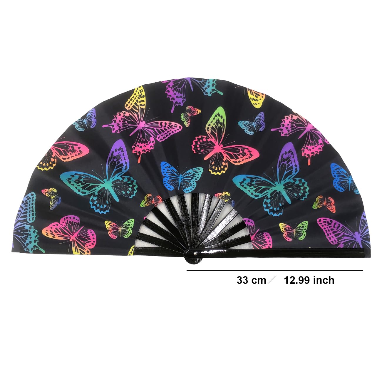 Butterfly Folding Fan - UV Glow Hand Fan for Parties & Weddings