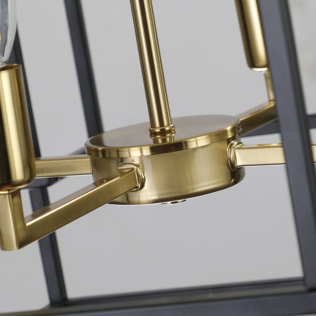 Modern 8-Light Black Gold Geometric Pendant Chandelier