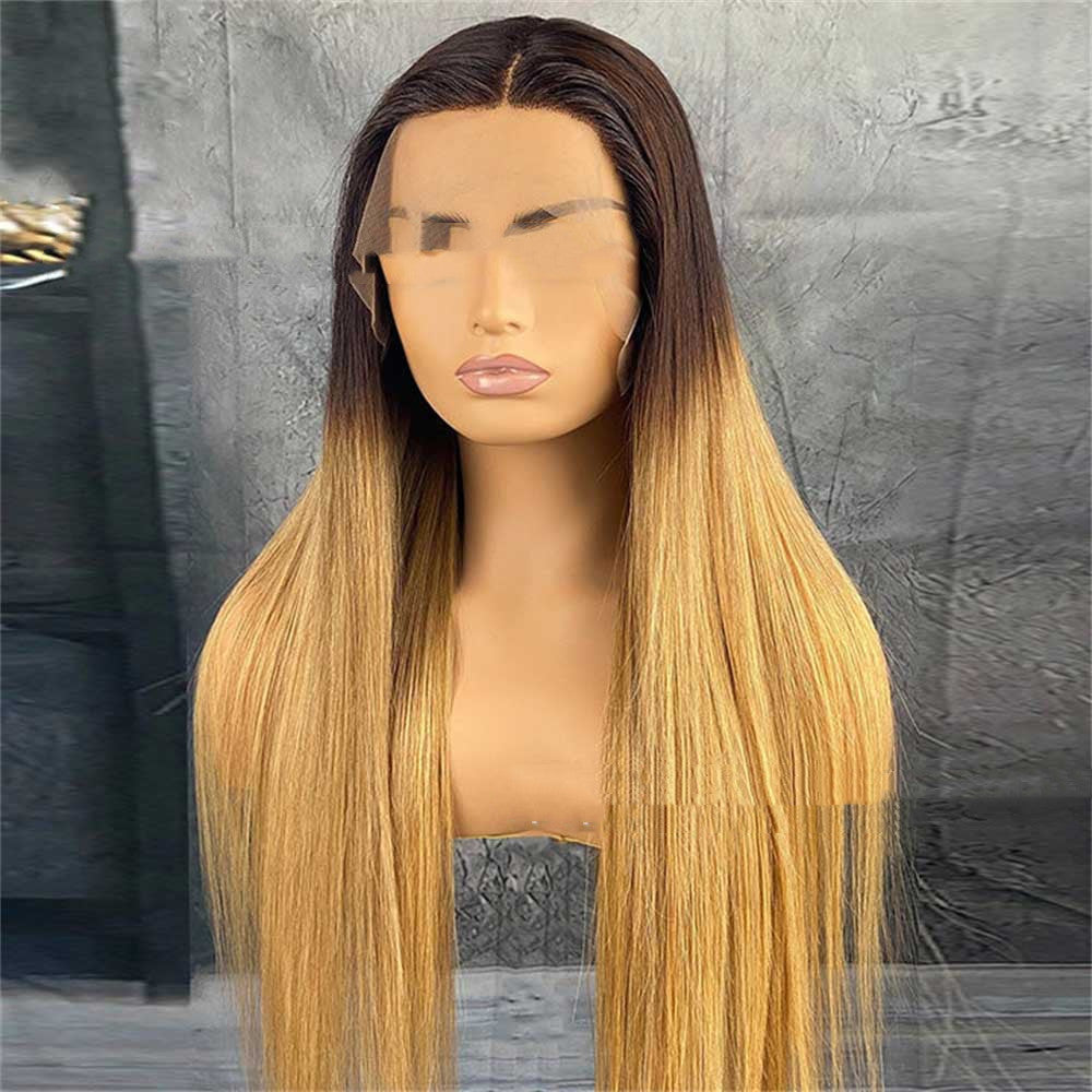 Women's Real Hair Gradient Wig with Lace Headgear - 150/180 Density, 18-24 Inches