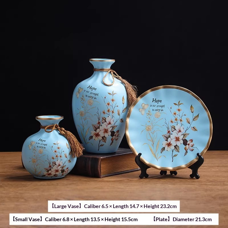 European-Style Ceramic Vase Decor Set - Modern Minimalist Home Accent