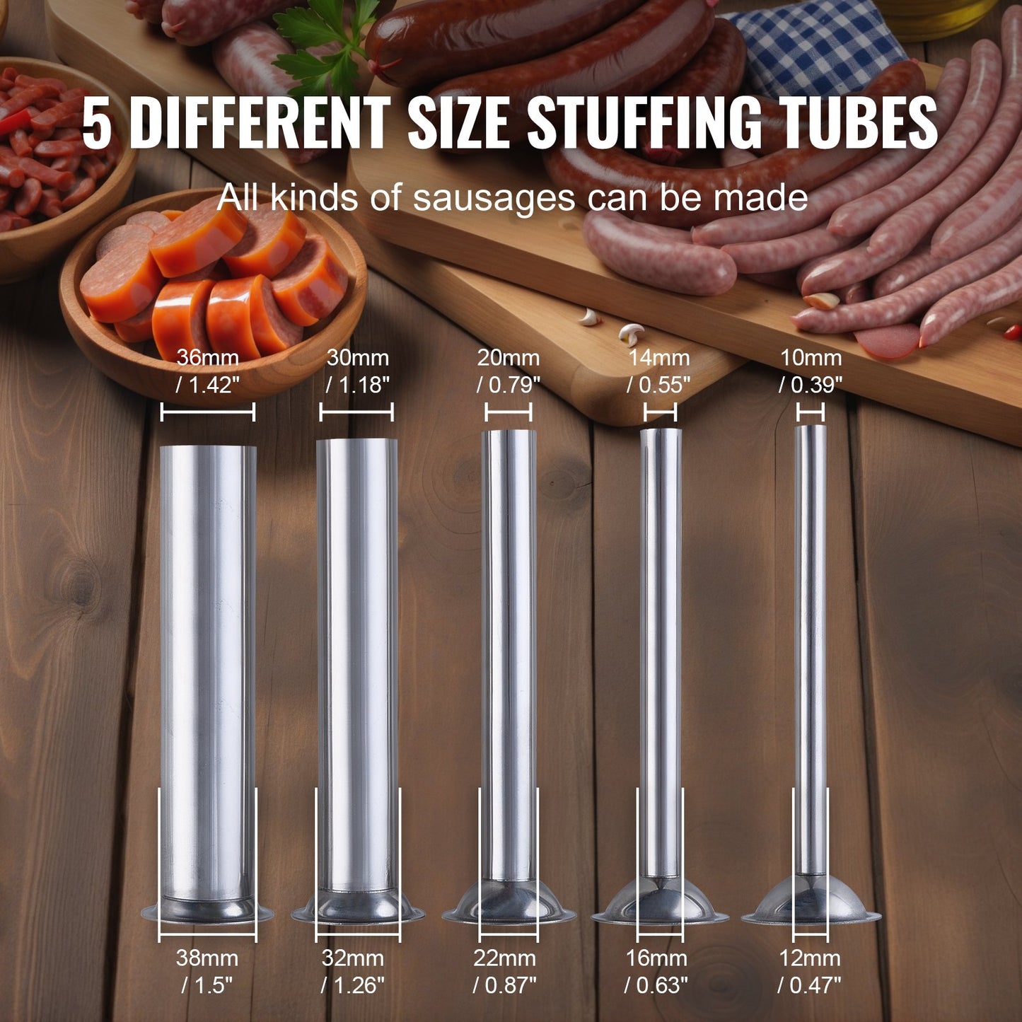 7L Manual Sausage Stuffer - Stainless Steel Vertical Machine