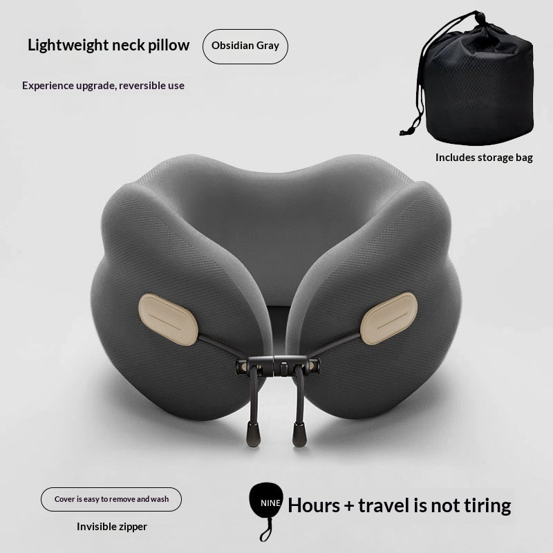 Memory Foam U-Shaped Neck Pillow with Portable Storage Bag for Travel