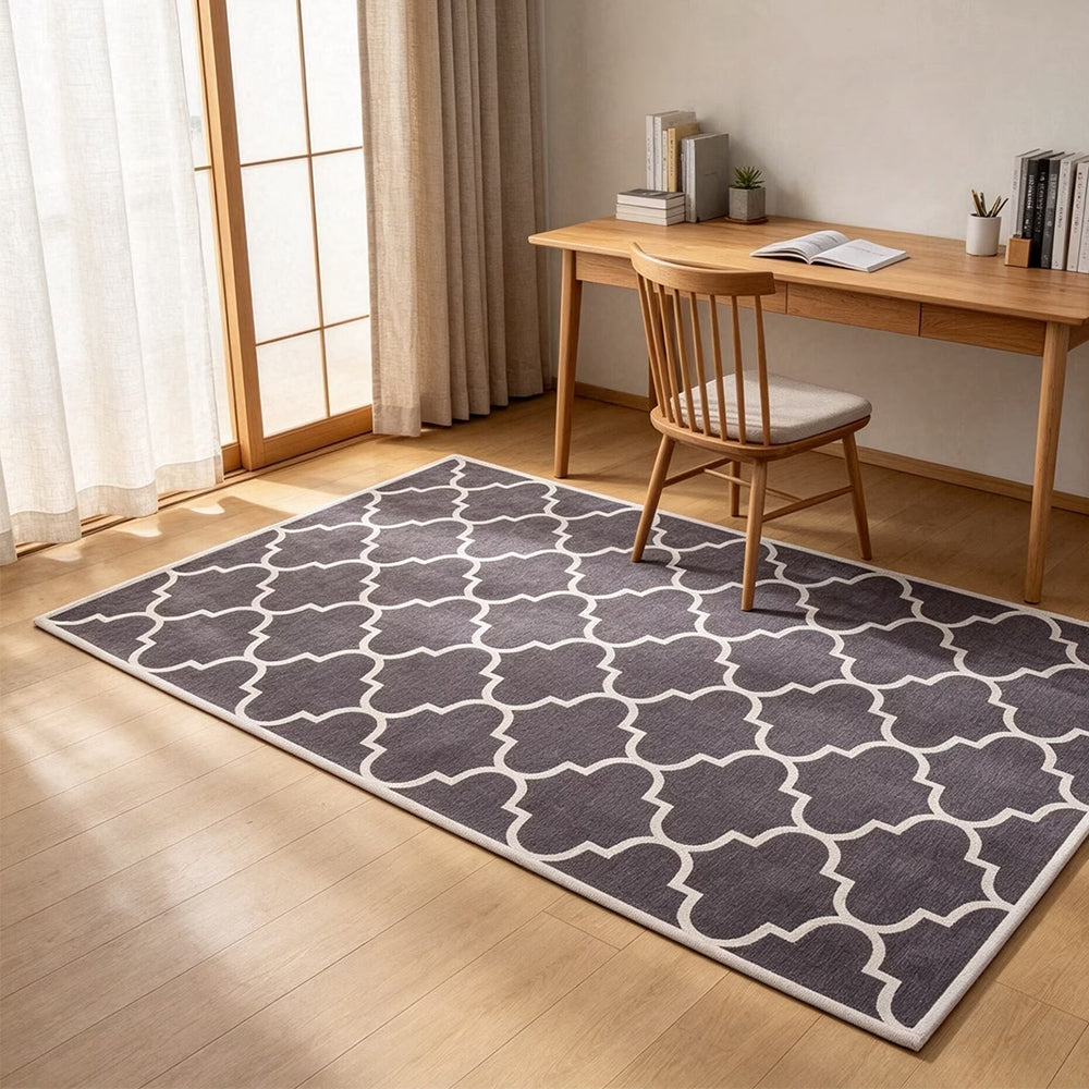 Geometric Pattern Carpet for Living Room & Bedroom Gray 120x180cm