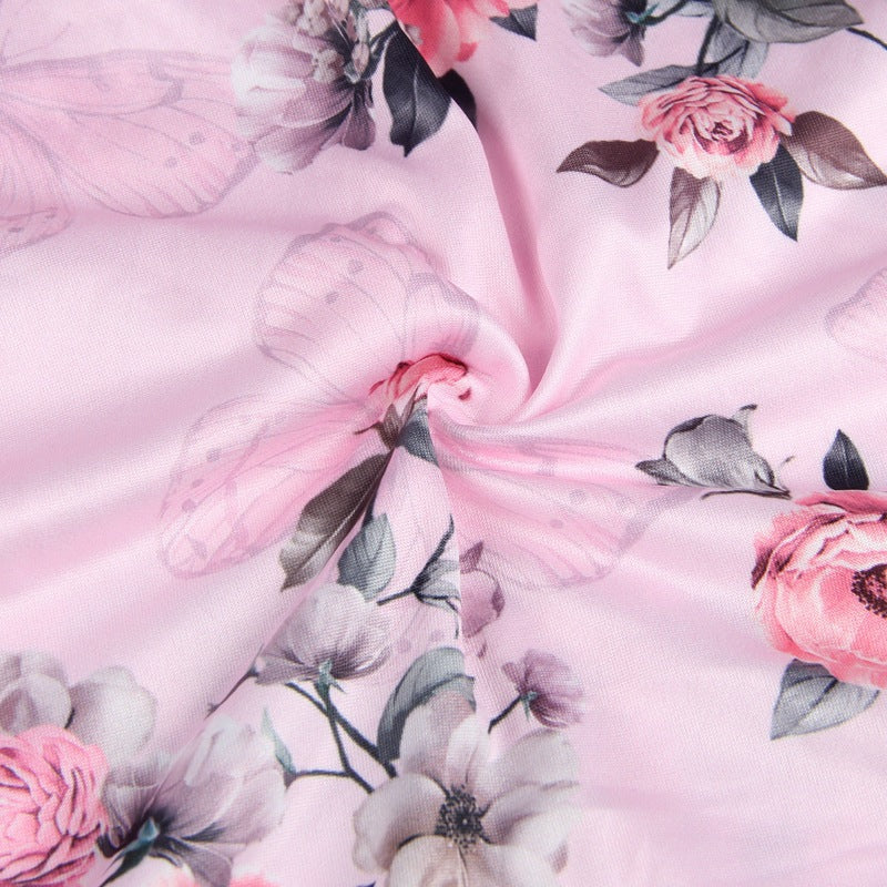 Plus Size Embroidery Lace Sleep Dress with Shorts - Pink & Black