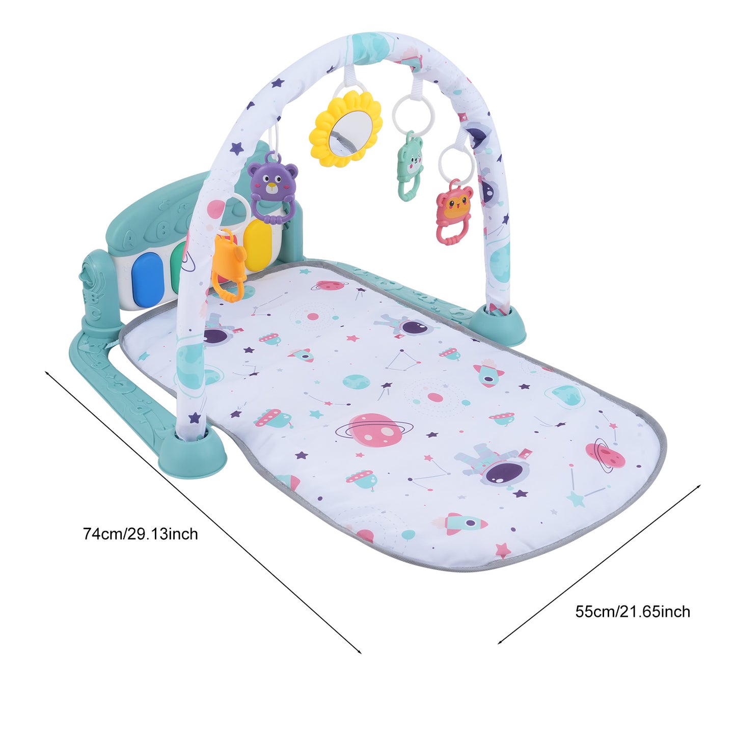 Musical Baby Play Mat with Piano Keyboard & Detachable Toys