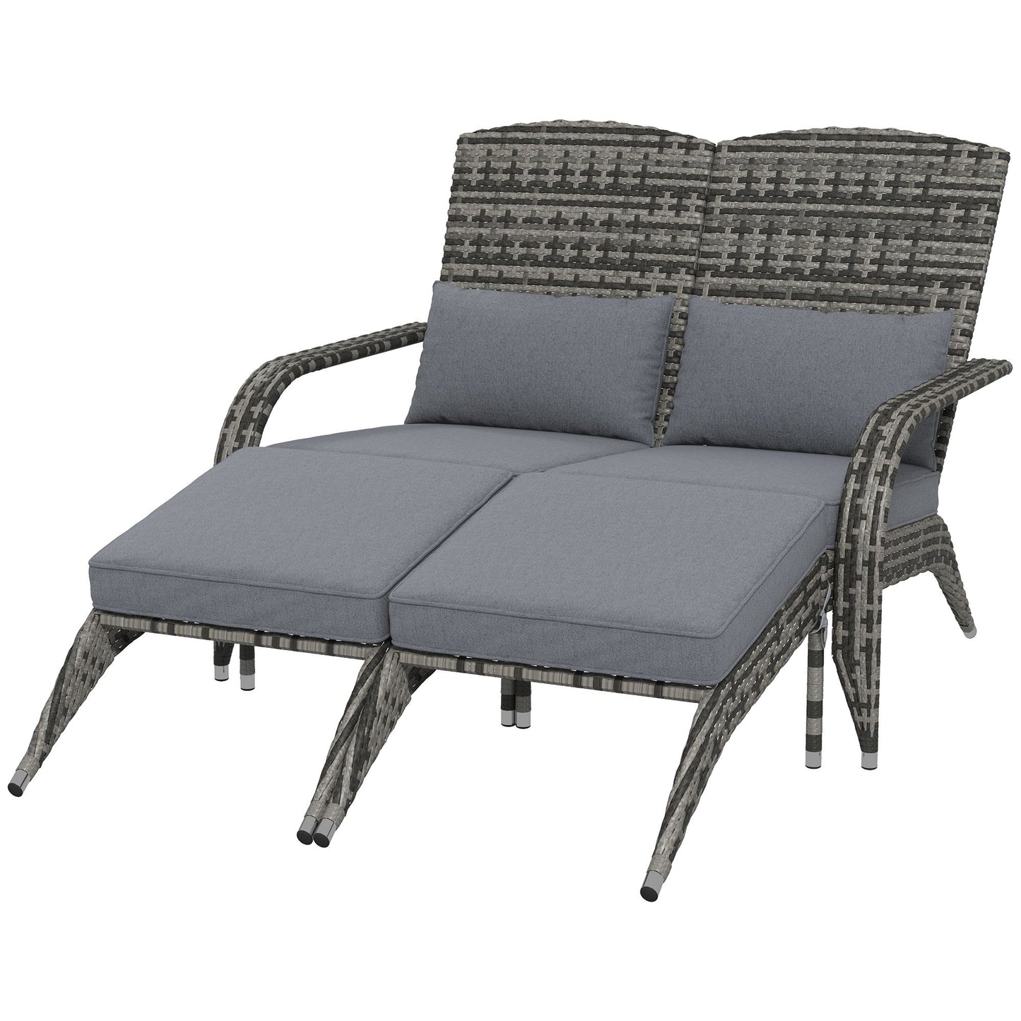 Adirondack Chair for 2 with Cushions & Footrests - Mixed Gray