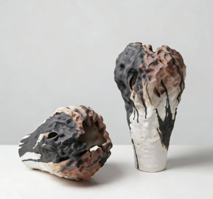 Wabi-Sabi Ceramic Art Vase - Chinese Style Tabletop Flower Vase - Multiple Sizes