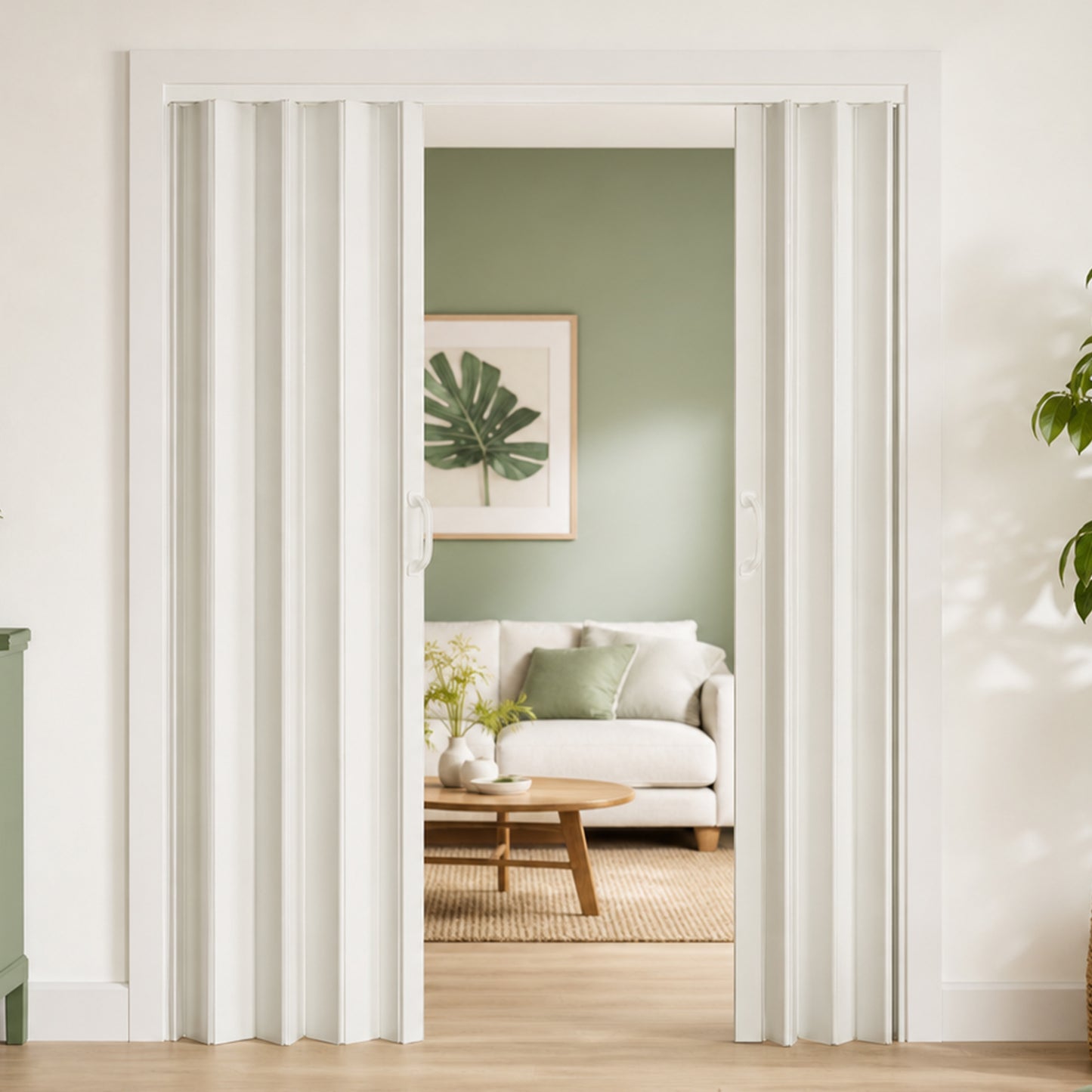 PVC Accordion Folding Door - Heavy Duty Room Divider, White