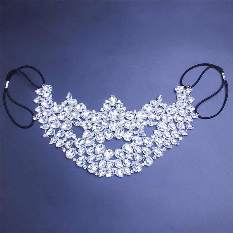 Rhinestone Masquerade Mask - White