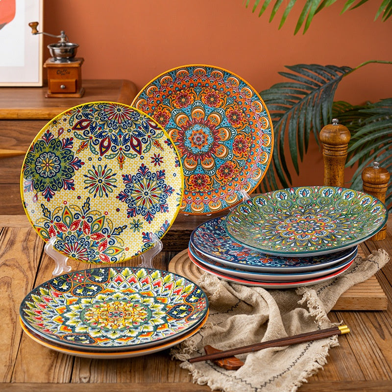 Bohemian Ceramic Platter - Creative Tableware for Kitchen & Dining