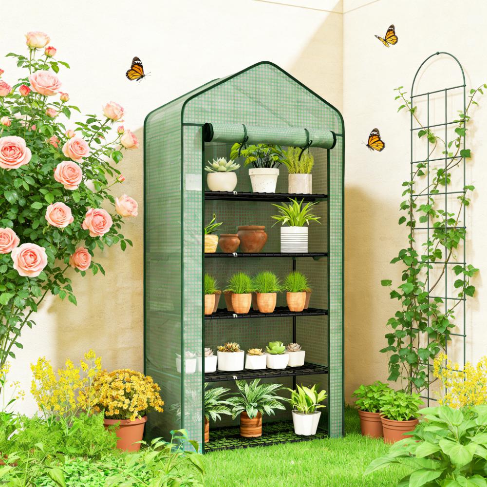Mini Portable Greenhouse with 5 Shelves - Green