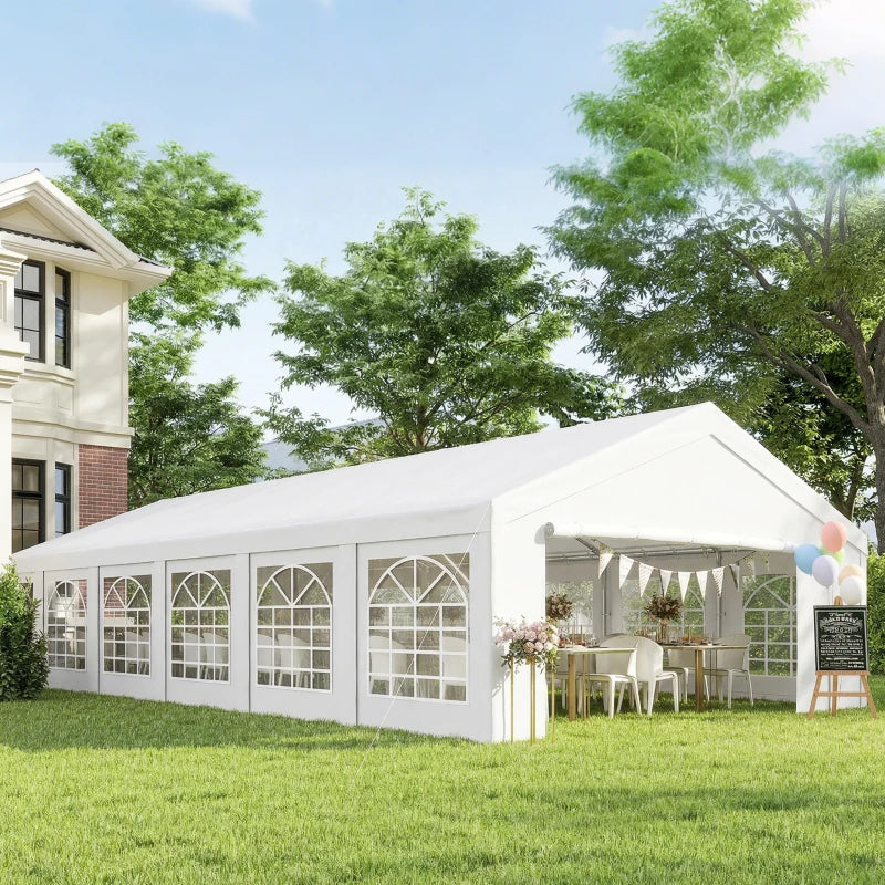Large Outdoor Carport Canopy Party Tent with Removable Sidewalls - White