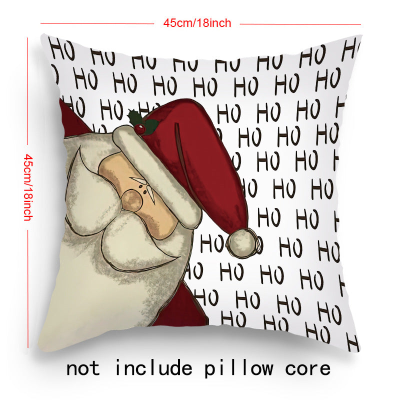 Holiday Cartoon Santa Claus Elk Pillow Cover 45x45cm Sofa Cushion Decor