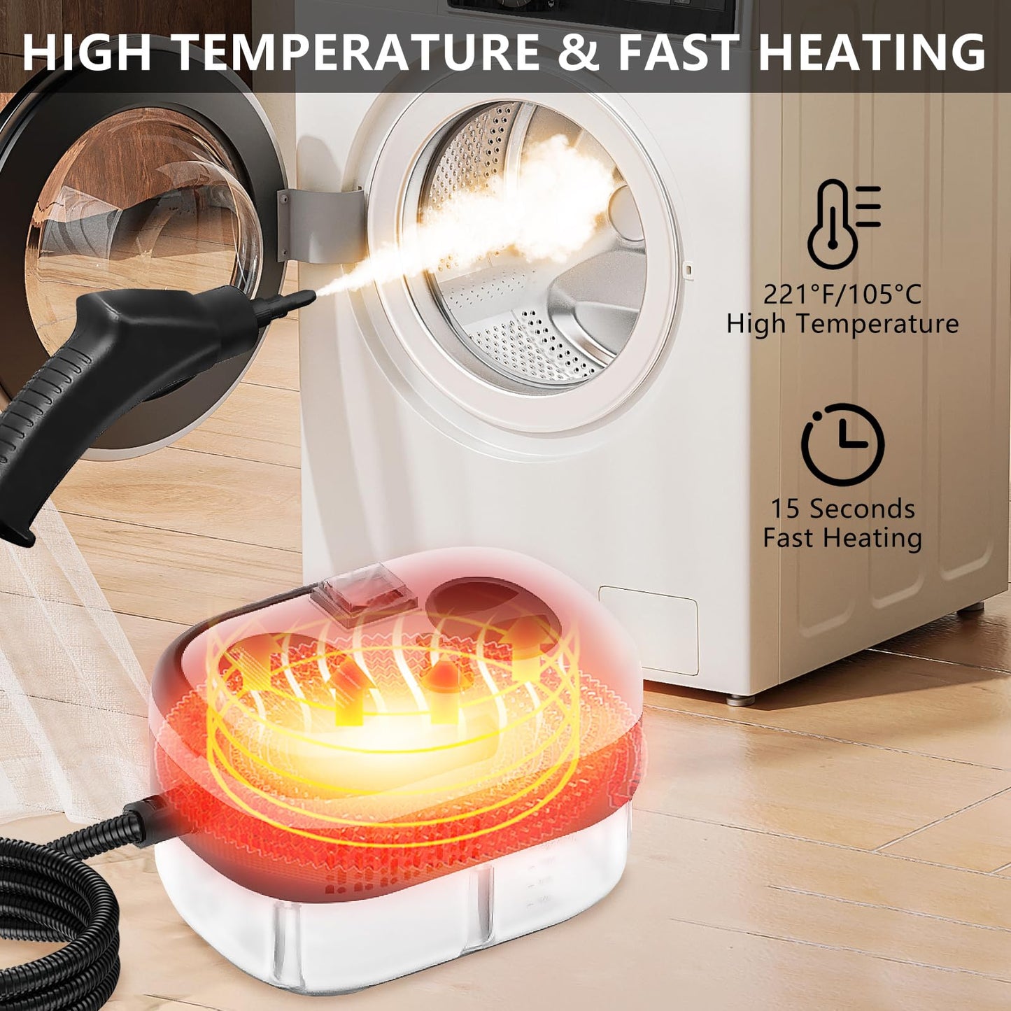 High-Power Handheld Steam Cleaner 2500W with 12 Attachments for Home & Car Cleaning
