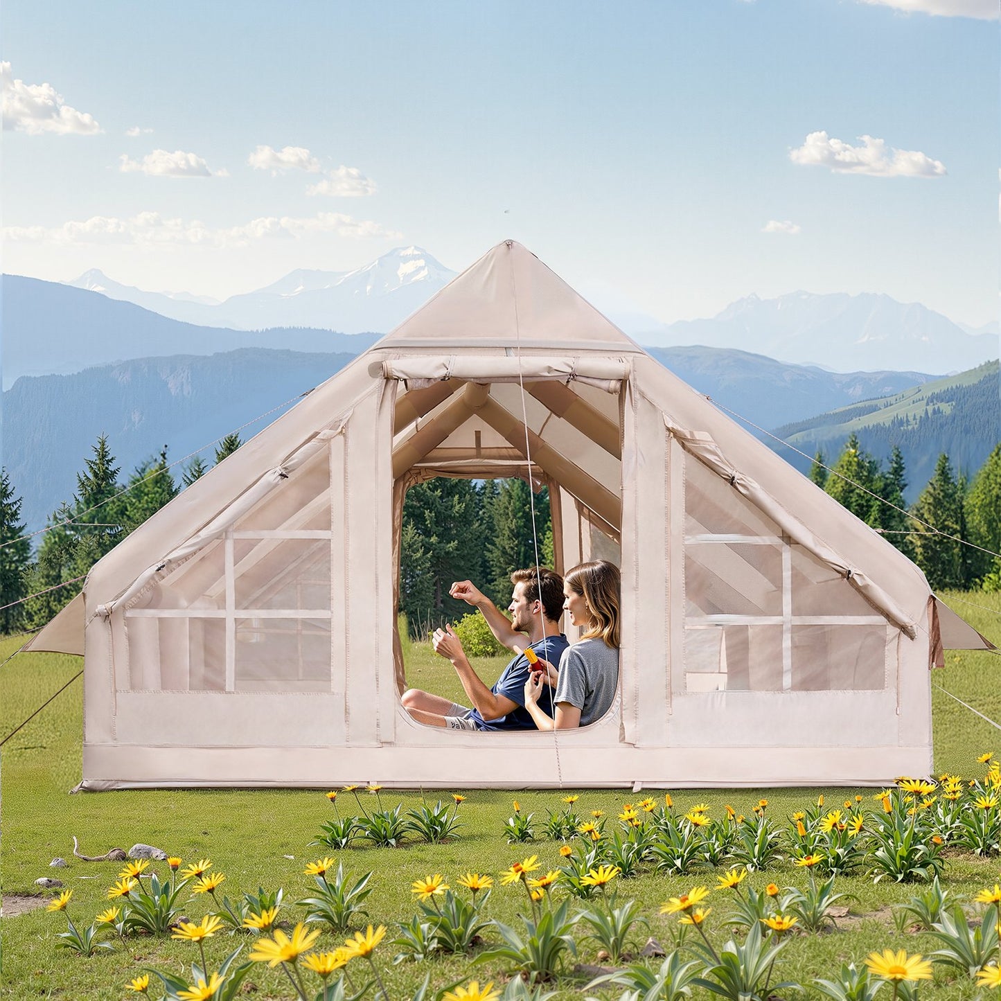 Inflatable Camping Tent for 5-8 People with Pump - Waterproof & Easy Setup
