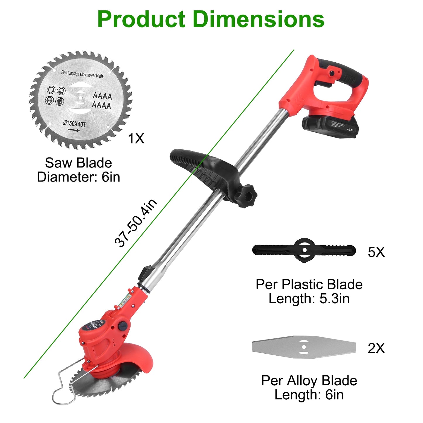 Adjustable Telescopic Weed Trimmer with Power & Safety Features - Cordless Garden Tool