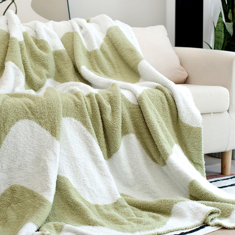 Nordic Style Half Velvet Knitted Sofa Blanket - Home Textiles