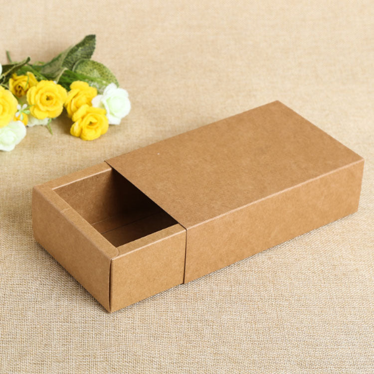 Folding Kraft Paper Jewelry Storage Box with Frosted PVC Finish