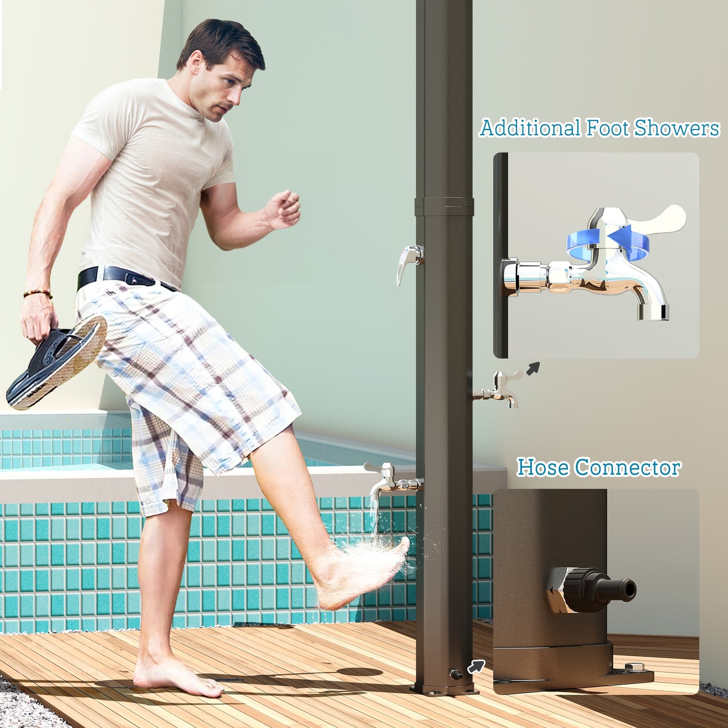 9.2 Gallon Solar Heated Outdoor Shower with Dual Shower Heads