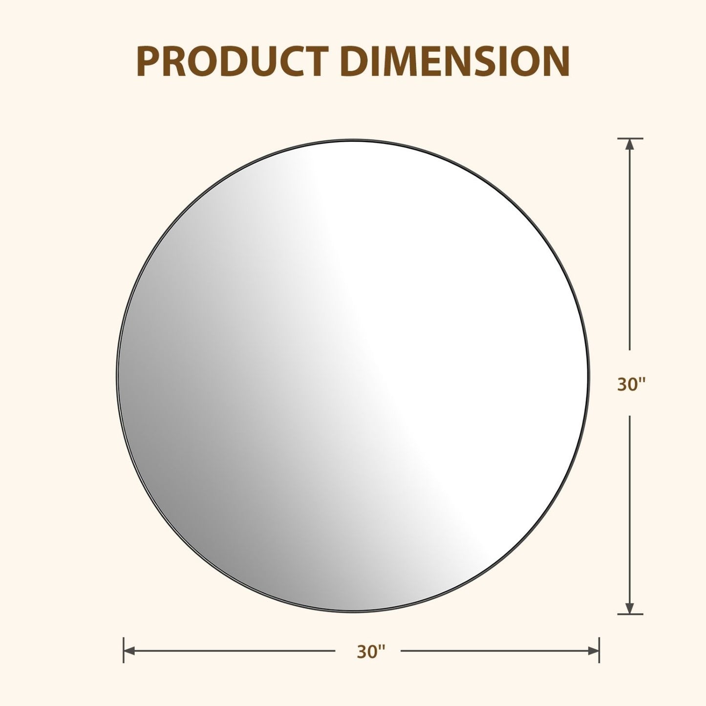 Round Wall Mirror With Metal Frame, Bathroom