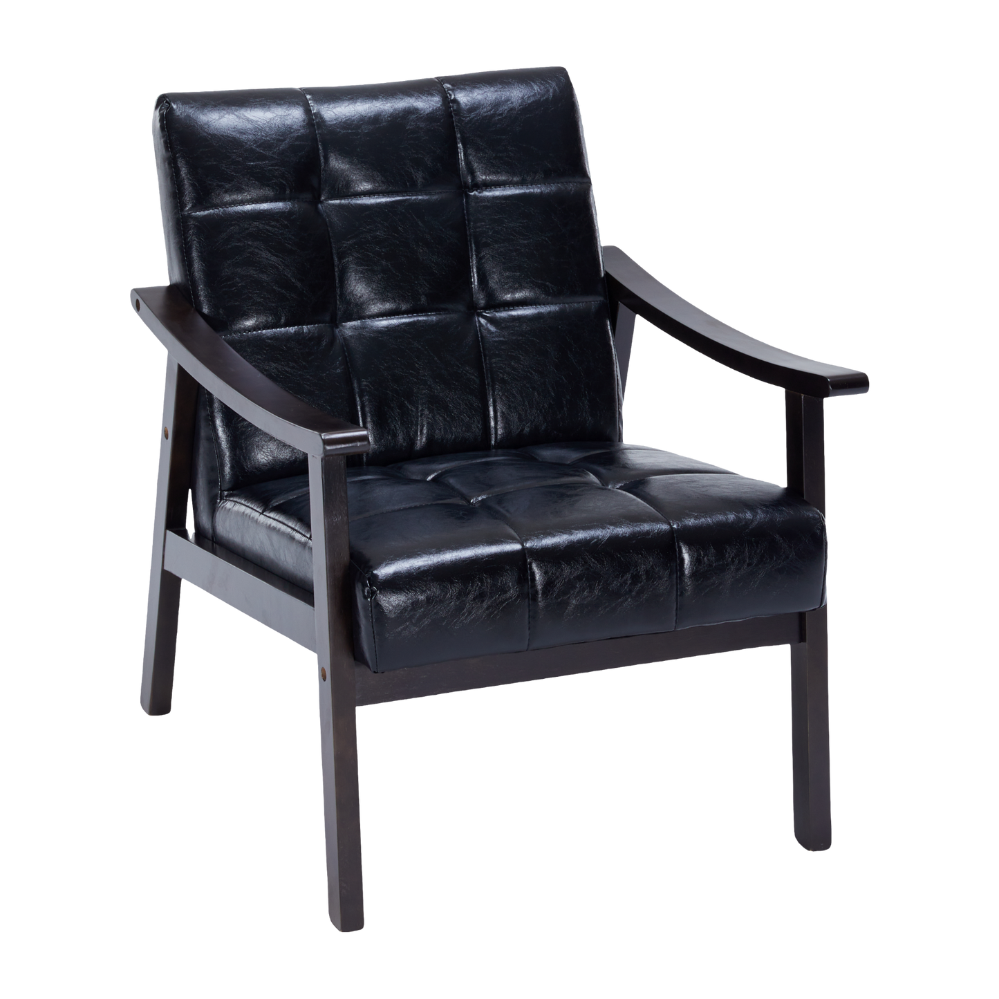 Modern High Back Armchair - Antique Black PU Leather