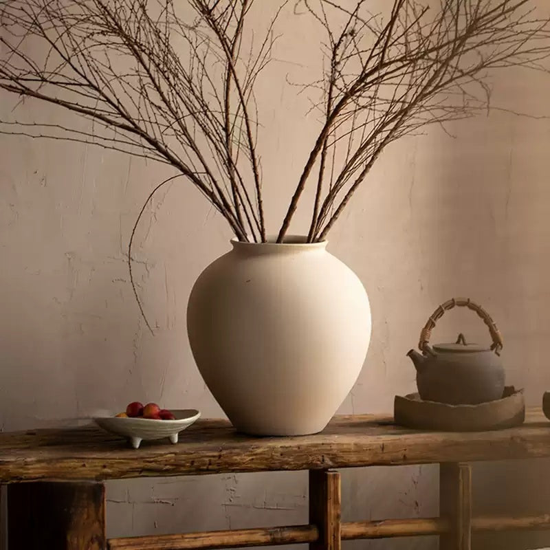 White Ceramic Flower Vase Modern Minimalist Home Decor 30x27x13cm