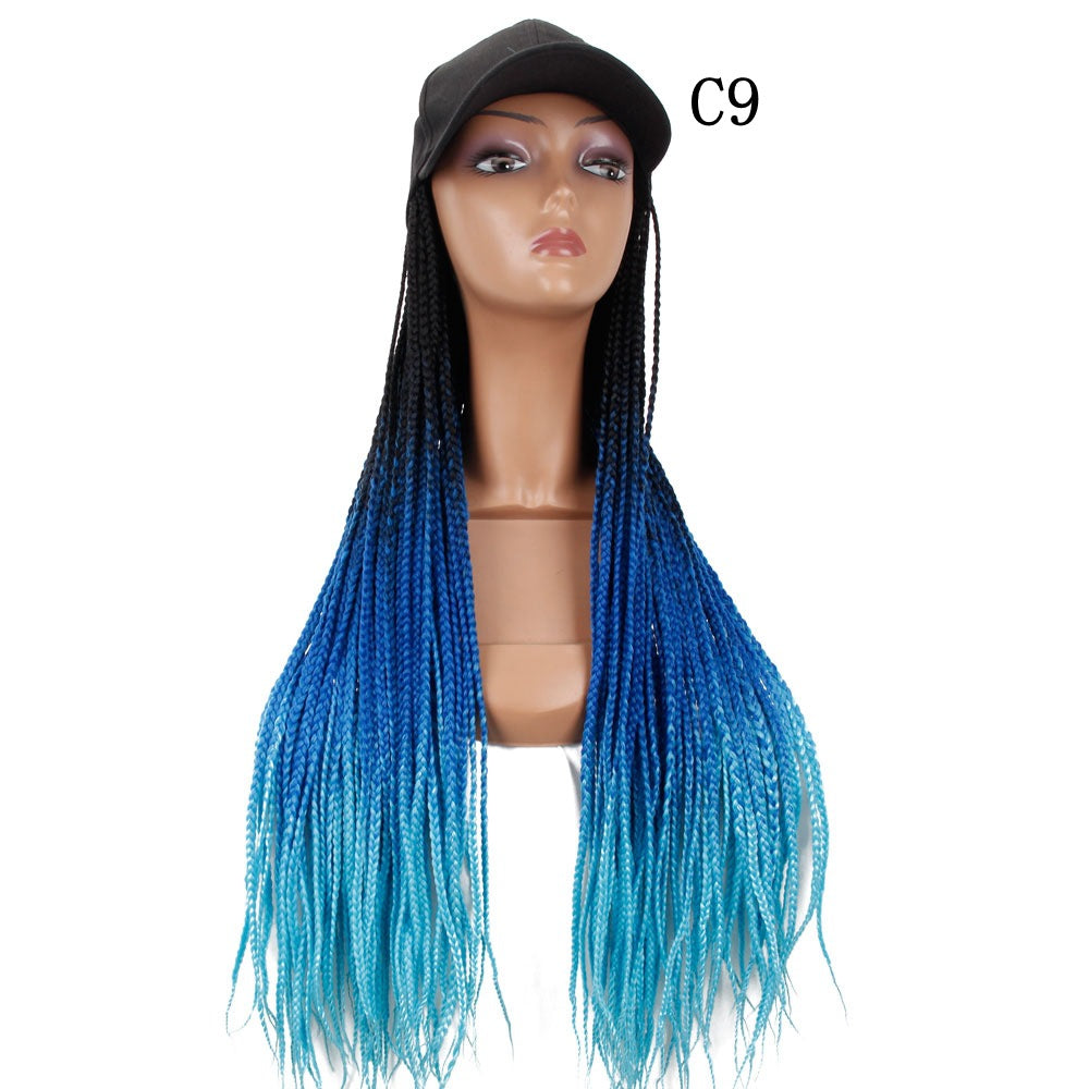 Colorful Cowboy Hat Wig Accessory - Handwoven Ponytail Style