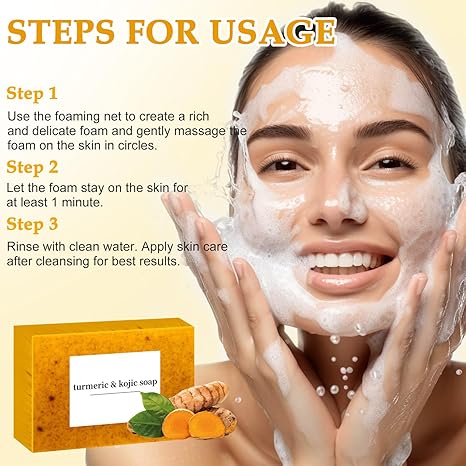 Turmeric Kojic Acid Brightening Soap Bar - Deep Cleansing & Hydrating - 2 Pack