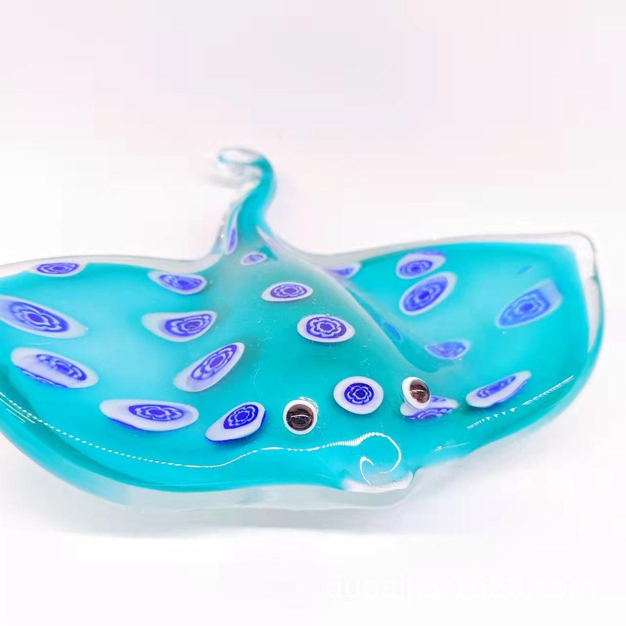 Blue Glass Sea Creature Decoration - Handmade Manta Ray & Starfish Art