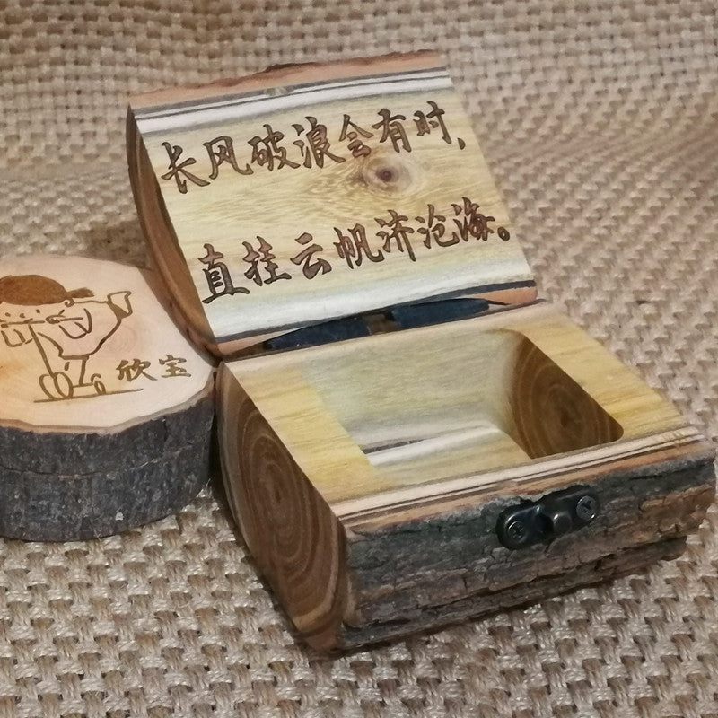 Creative Custom Lettering Ring Storage Box - Wooden Jewelry Organizer for Home