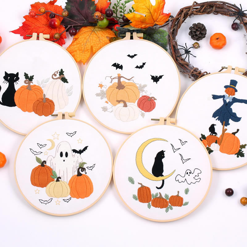 Embroidery DIY Kit for Halloween Home Decor - Beginner Material Set with Frame
