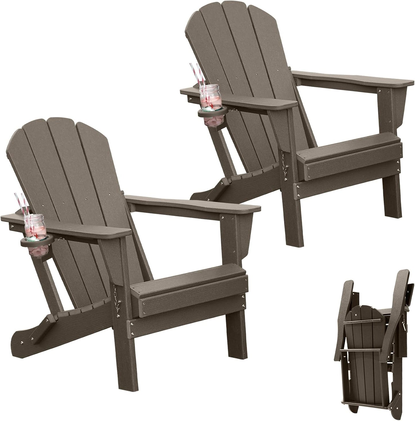 Adirondack Chairs Set Of 2, Plastic Chair, Chairs, HDPE Folding