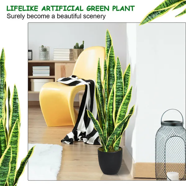 Realistic 35.5-Inch Artificial Snake Plant for Indoor & Outdoor Decor