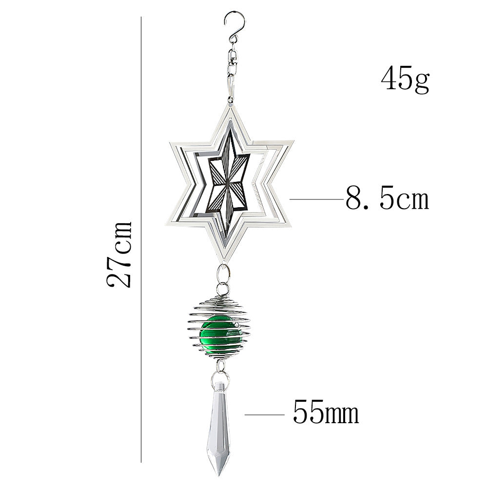 Crystal Star Wind Chime - Rotating 3D Snowflake Pendant for Garden & Home Decor