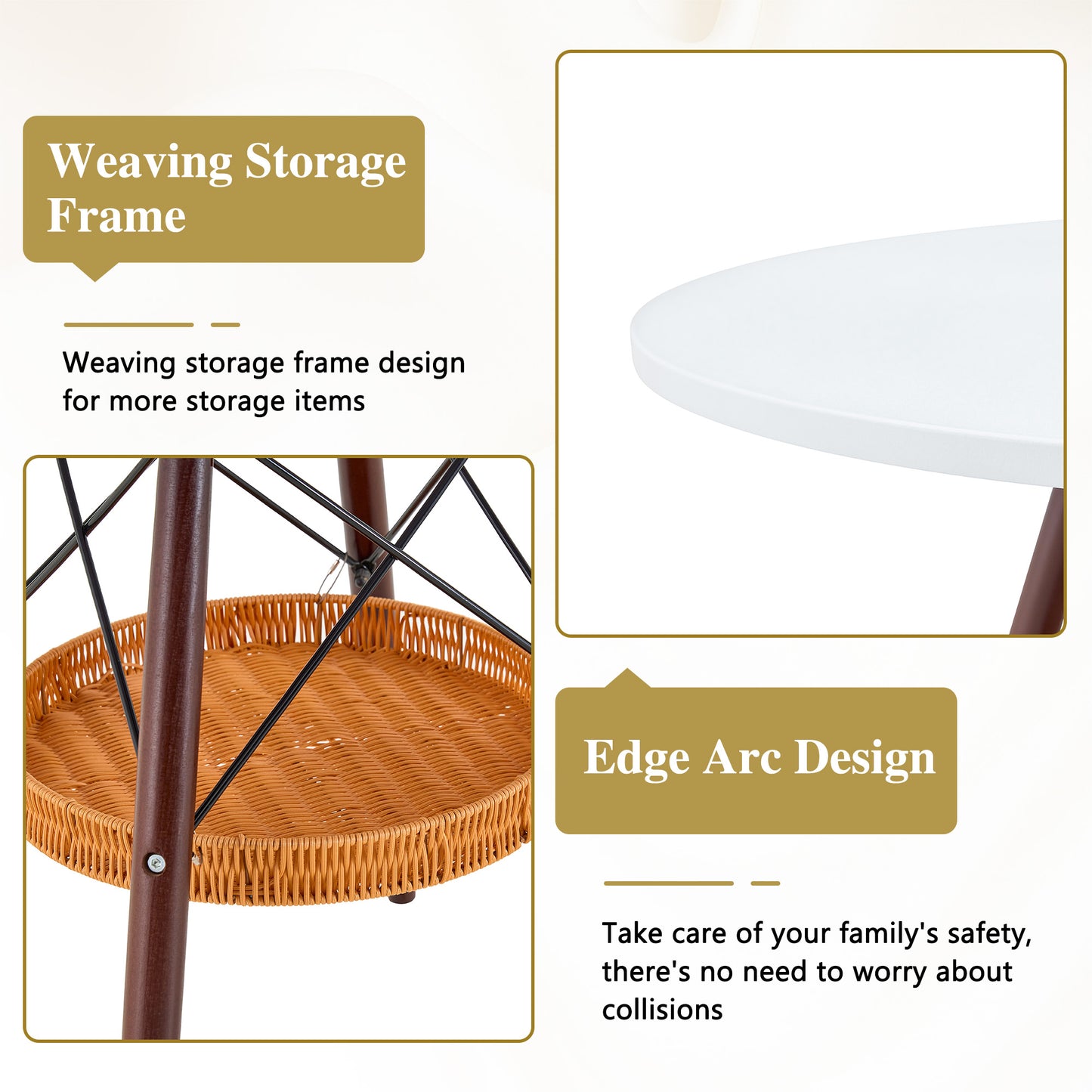 31.5-inch Diameter Circular Dining Table, White MDF Vacuum Formed