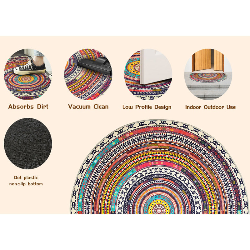 Bohemian Vintage Semi Circular Mat - Non-Slip Bathroom & Door Rug