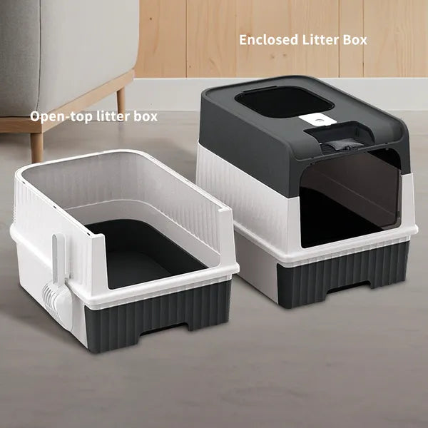 Enclosed Cat Litter Box with Top & Front Entry, Pull-Out Drawer, Odor Control, Large Size