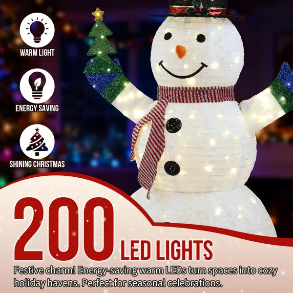 5.7FT Lighted Snowman with Tree - Christmas Outdoor Decor