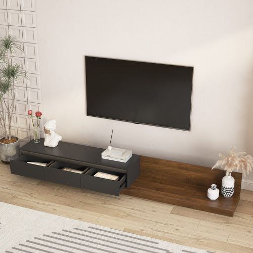 Modern Black TV Stand with LED Lights - Media Cabinet for Living Room