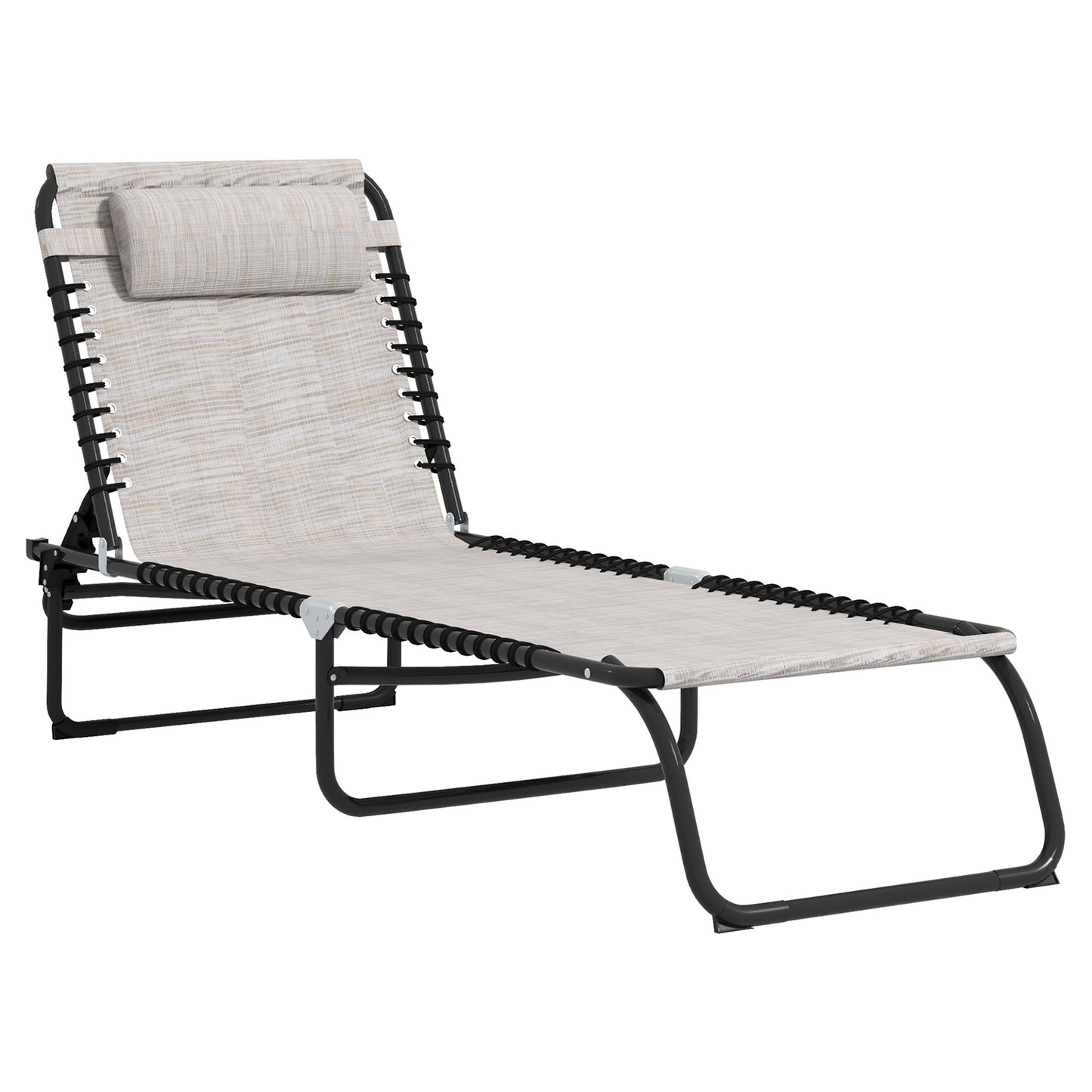 Foldable 3-Position Chaise Lounge Chair - Portable Cream White