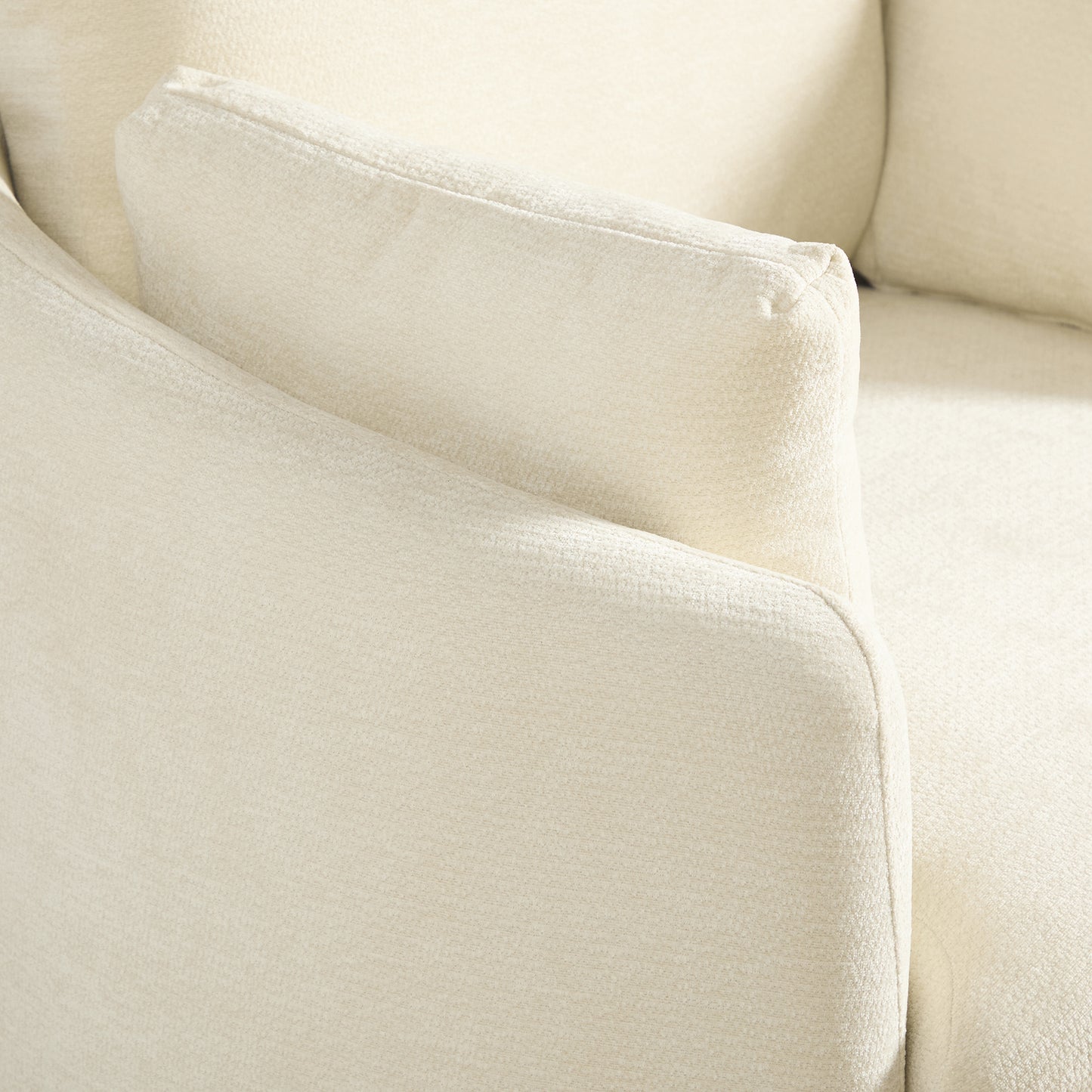 360° Swivel Barrel Chair with Chenille Fabric & 3 Pillows - Beige