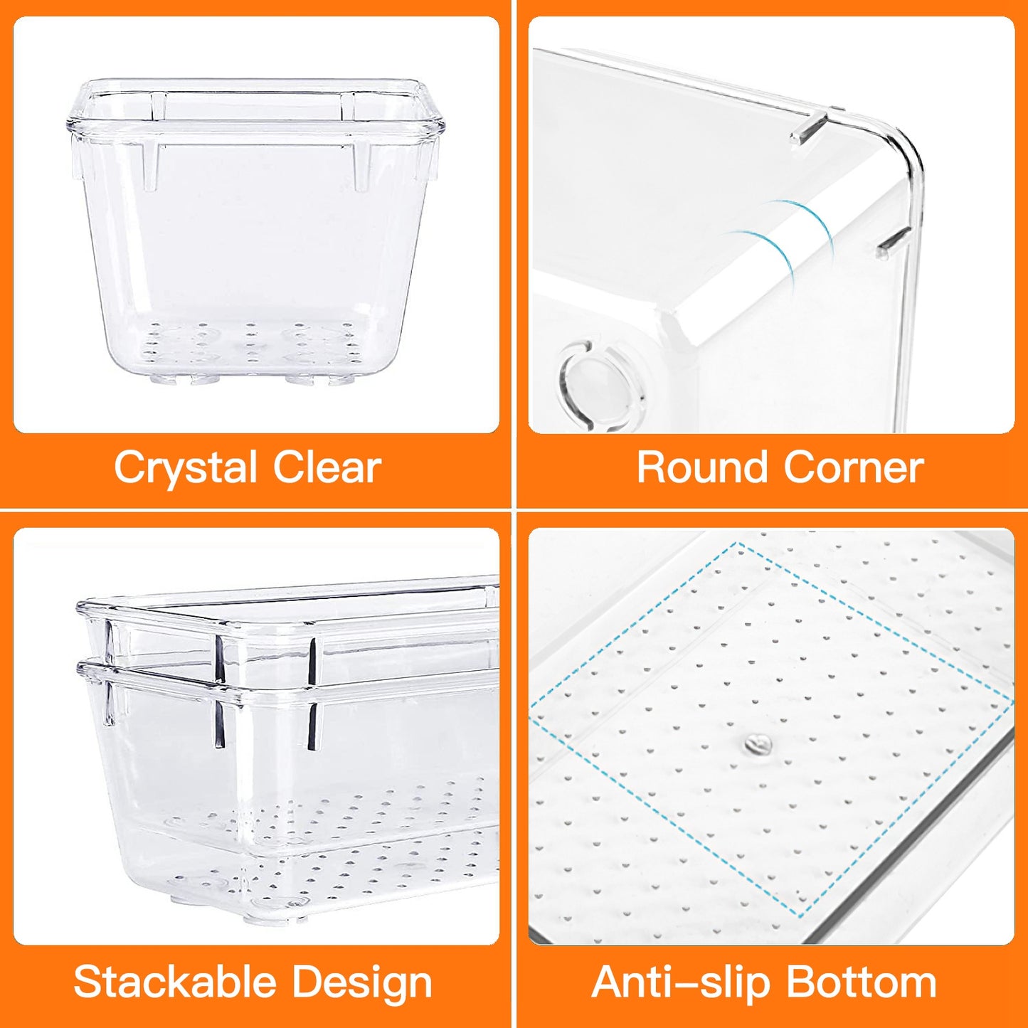 25Pcs Clear Plastic Drawer Organizers Set 4 Sizes Desk Dividers Trays