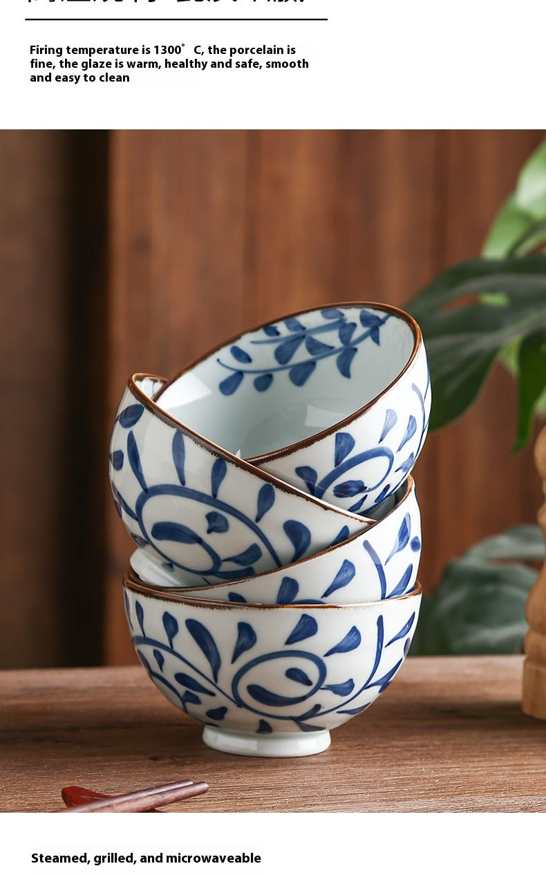 Chinese Style Ceramic Hook Rattan Tableware Set for Kitchen Dining