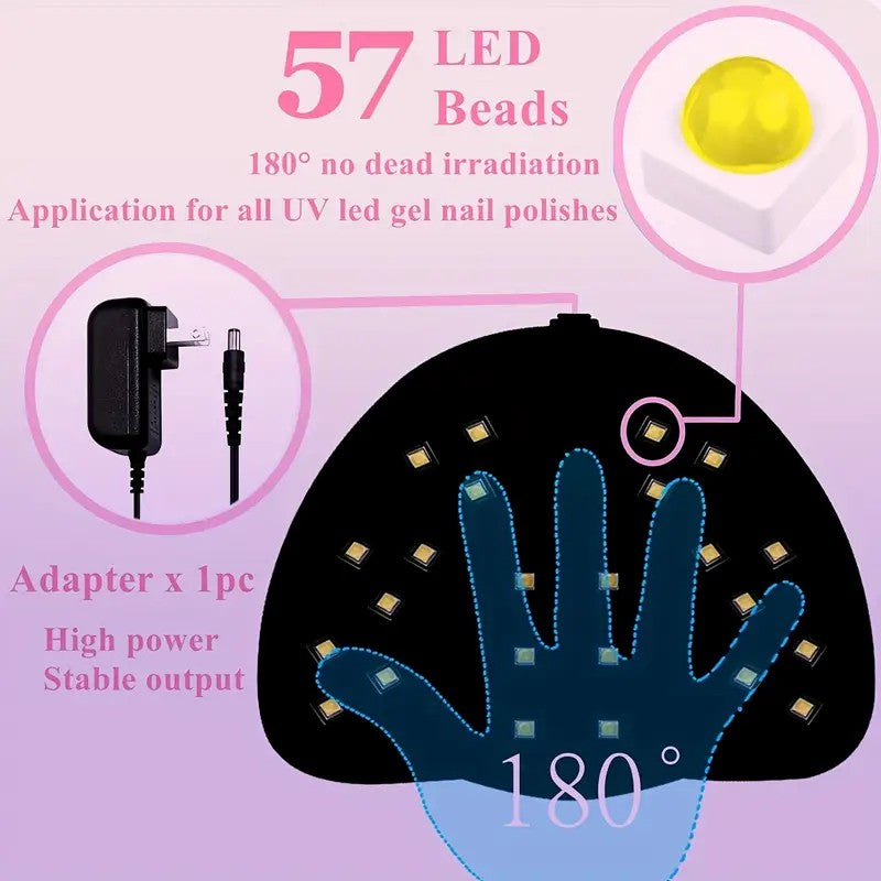 256W High-Power UV LED Nail Lamp with Smart Timer & Sensor - White