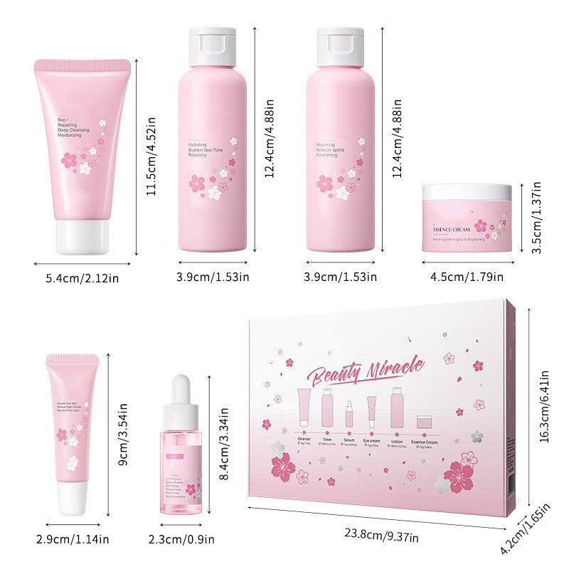 Cherry Blossom Skin Care Set - 6-Piece Facial Cleansing Kit for All Skin Types