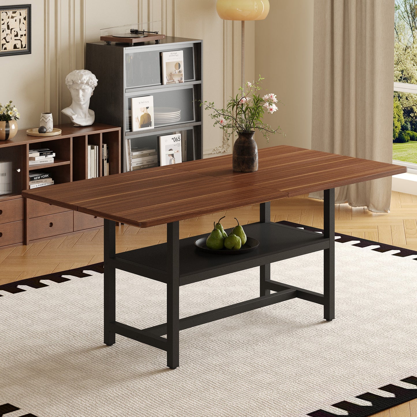 A 71 X35.4 Inch Dining Table With Tabletop Cleverly Pieced Together
