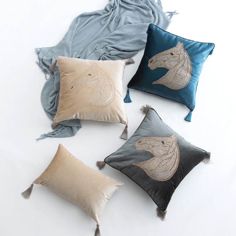 Horse Head Pillow Cover for Bedside & Home Decor - Plush Cushion Case
