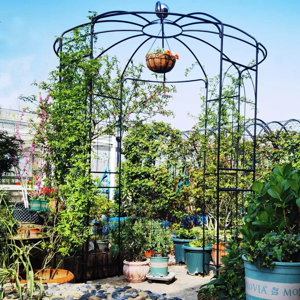 Metal Garden Arch Iron Arbor - 81.3" dia x 114.2" High, Cream White