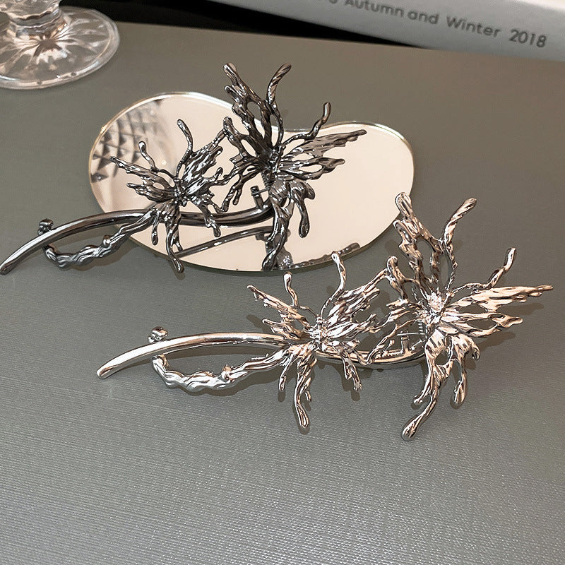 Liquid Metal Butterfly Hairpin for Women - Copper Hair Accessory with Electroplated Finish
